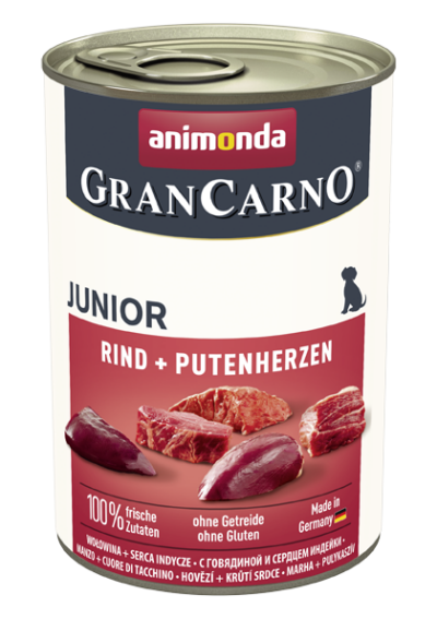 Animonda - GranCarno - Junior - Wołowina - Serca Indycze - Pies - Karma - Mokra - 400g - MiskaKarmy.pl