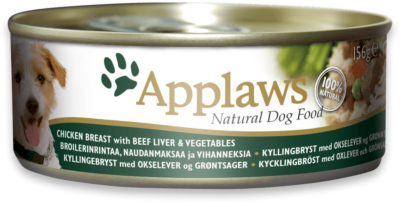 Applaws Dog Pierś Kurczak Wątróbki Wołowe Warzywa 156g puszka MiskaKarmy.pl