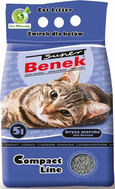 Super Benek Compact Bryza Morska - 5l 10l Żwirek bentonitowy miskakarmypl