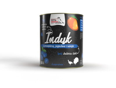 Syta Micha - Indyk z przepiórką, jagodami i mango - mokra karma dla psa - 800g - miskakarmypl