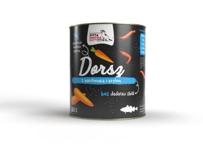 Syta Micha - Dorsz z marchwią i krylem - mokra karma dla psa - 800g - miskakarmypl