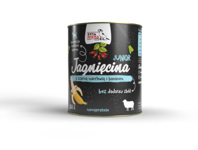 Syta Micha - Jagnięcina z czarną marchwią i bananem - mokra karma dla szczeniąt - 800g - miskakarmypl