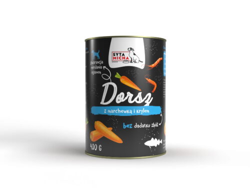 Syta Micha - Dorsz z marchewką - mokra karma dla psa - puszka 400g - miskakarmy