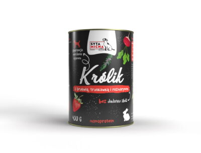 Syta Micha - Królik z truskawką - mokra karma dla psa - puszka 400g - miskakarmy