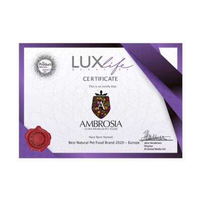 Ambrosia - Karma Sucha - Kot – Granulki- Certyfikat - Miskakarmy.pl