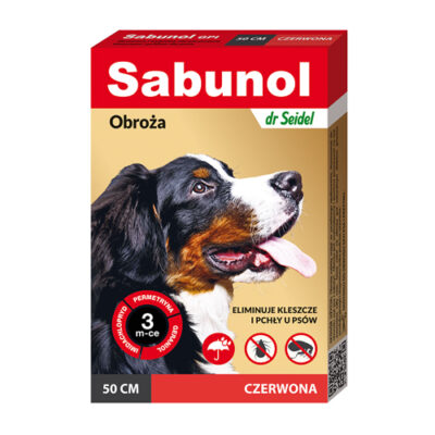 Dermapharm - Sabunol - Obroża - Na - Pchły - Kleszcze - Czerwona - 50cm- Psa - Miskakarmy.pl