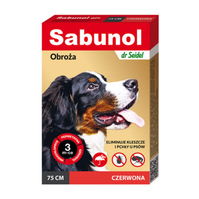 Dermapharm - Sabunol - Obroża - Na - Pchły - Kleszcze - Czerwona - 75cm- Psa - Miskakarmy.pl