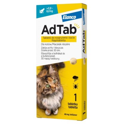 Elanco - Adtab - 48mg - Tabletka - Przeciwko - Pchłom - Kleszczom - Dla - Kota - Miskakarmy.pl