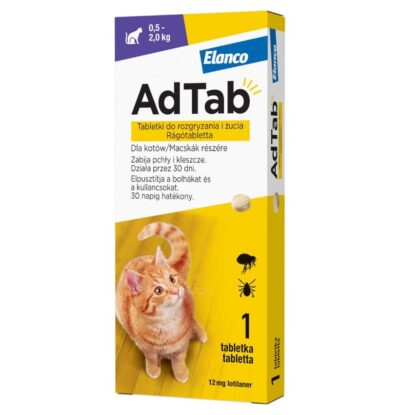 Elanco - Adtab - 12mg - Tabletka - Przeciwko - Pchłom - Kleszczom - Dla - Kota - Miskakarmy.pl