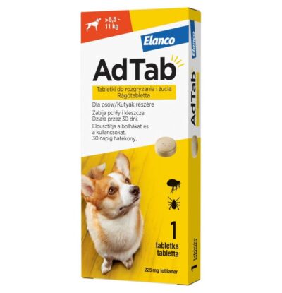 Elanco - Adtab - 225mg - Tabletka - Przeciwko - Pchłom - Kleszczom - Dla - Psa - Miskakarmy.pl